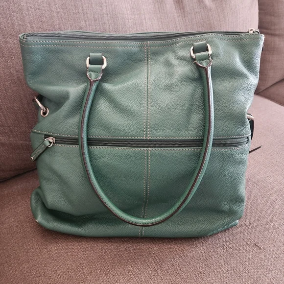 Tignanello Green Leather Tote Bag - Picture 3 of 5